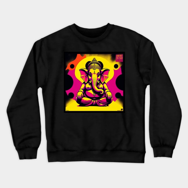 Lord Ganesha Music Record Hindu Art II Crewneck Sweatshirt by musicgeniusart